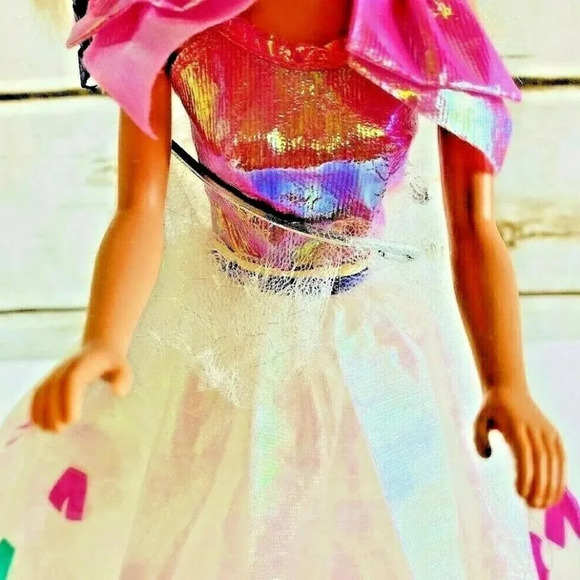 MATTEL BARBIE Blonde Hair Blue Eyes Pink White Gown Outfit 12" Tall - Picture 3 of 9